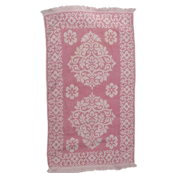 Vintage 80s St Marys Pink And White Floral Cotton Towels Set Of 2 - Picture 3 of 8